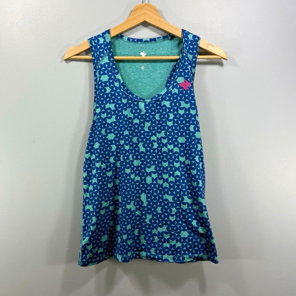 rabbit Women's Geometric Racerback Running Tank Top Blue/Green size M 237